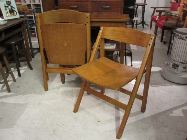 レトロ 木味良い 木製フォールディングチェア 折り畳み椅子