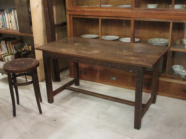 昭和レトロ 木製作業台 陳列台 机 テーブル