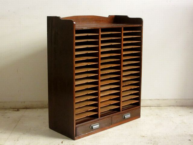 アンティーク 木製カルテケース 書類棚